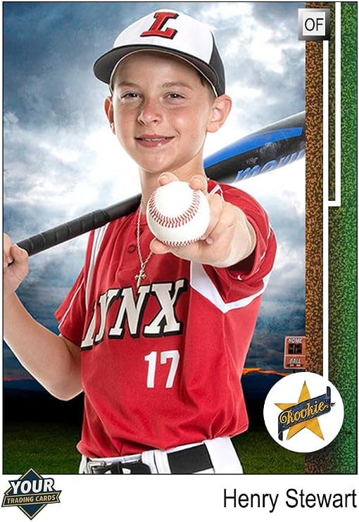 Custom Personalized Baseball Trading Cards, 1989 Upper Deck Tribute Design, 50 Count, Customized with Your Photo and Information just Like Ken Griffey Jr.