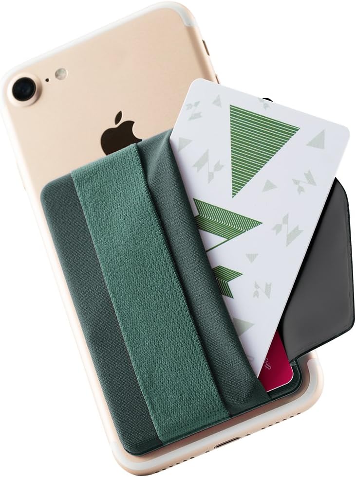 Sinjimoru Phone Grip Card Holder with Flap, Phone Wallet Stick On, Adhesive Card Holder, Finger Strap for Phone, Sinji Pouch B-Flap, Blue Gray