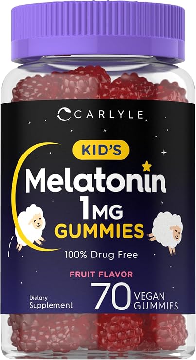 Carlyle Kids Melatonin Gummies | 1 mg 70 Count | Fruit Flavor Gummy