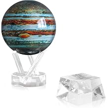 MOVA Jupiter 4.5" Rotating Globe with Crystal Base Bundle | Light Powered Planet Display | Silent Spinning Space Decor Gift for Desk, Shelf or Office