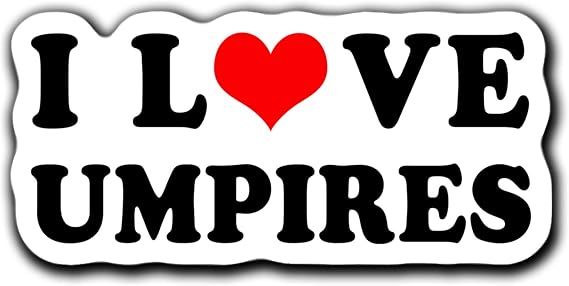 Saiki I Love Umpires Vinyl Sticker for Baseball Softball Catcher's Mask, Helmet 3inch, Fullcolor Sticker