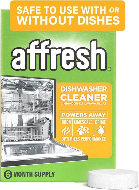 Affresh Dishwasher Cleaner, Helps Power Away Odor Causing Residues & Grime Inside Pump, Tub & Hoses, 6 Tablets, 6 Month Supply