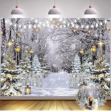 Winter Wonderland Scene Backdrop 7x5FT Winter Snowflake Christmas Tree Forest Scene Photography Background Snowy Xmas Party Decorations Supplies Photo Props