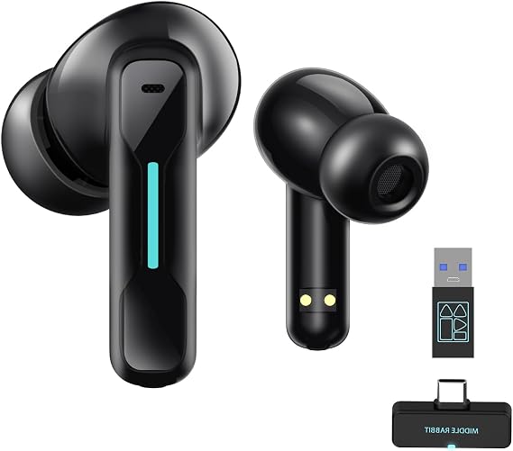Middle Rabbit SW4 Pro USB Wireless Earbuds for PC and Laptop: Bluetooth Headphones with 2.4GHz Dongle for Work, Wireless Headset for Work, with Microphone, Earphones with Mic for Computer Desktop