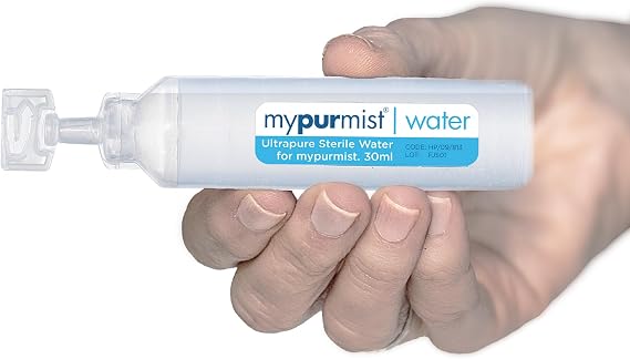 Mypurmist Ultrapure Sterile Water Refills for Steam Inhalers (600 ml) | 20 sealed 30 ml refills made for Mypurmist steam inhalers and facial steamers; not for injection.