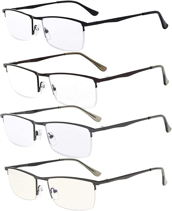 Eyekepper 4-Pack Quality Half-Rim Reading Glasses Readers with Spring Hinges Include Computer Readers for Women Men