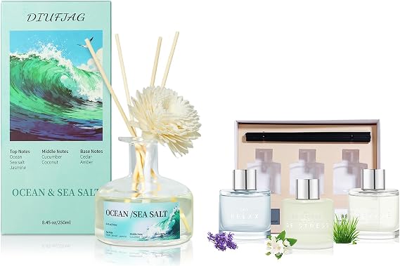 3 Pack Reed diffusers and 8.45 oz Ocean Seal Salt