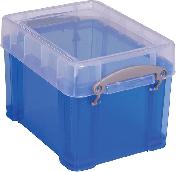 Really Useful Box Plastic Storage Container With Built-In Handles And Snap Lid, 3 Liters, 6 1/2" x 7 1/4", 9 1/2" x 7 1