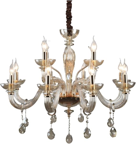 Braiton LED Pendant Ceiling Light Crystal Chandelier Light K9 Crystal Glass Chandelier Pendant Ceiling Lighting Fixture Raindrop Lamp for Bedroom,Dining Room,Living Room,8+4 Lights