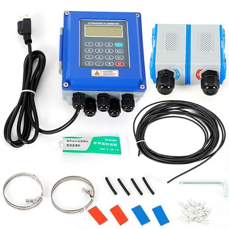 TUF-2000B Ultrasonic Flow Meter,Digital Wall Mounted Ultrasonic Water Liquid Flow Meter Flowmeter Heat Meter DN32-6000 TM-1Ultrasonic Transducer IP67 Protection