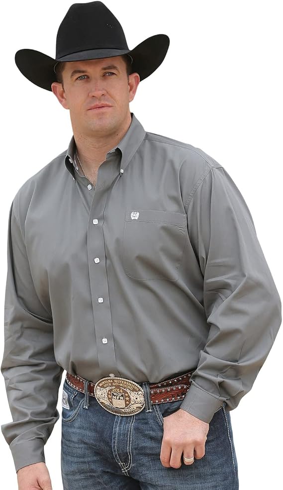 Cinch Men's Classic Fit Long Sleeve Button One Open Pocket Solid Basic