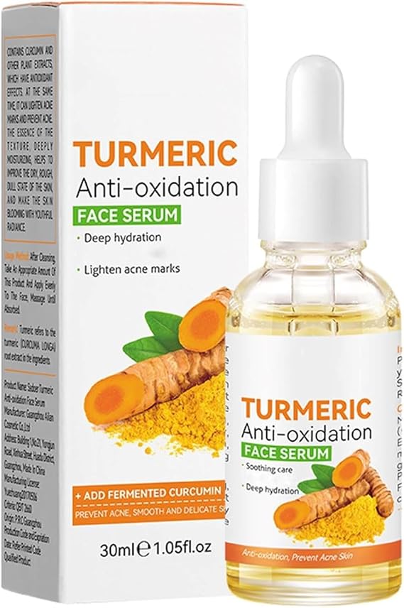 Turmeric Dark Spot Serum Oil, improves dullness, diminishes spots, improves skin tone, moisturises and illuminates, Formulated with hyaluronic acid serum 1.0 fl oz 30 ml