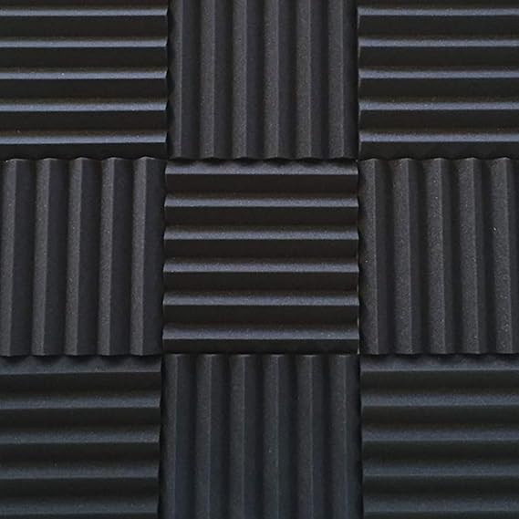 Soundproofing Acoustic Studio Foam Kit | Wedge Style Panels | 2x12x12 Tiles | 4 Pack Bundle | Noise Deadening Kit with Adhesive Squares for Easy Install