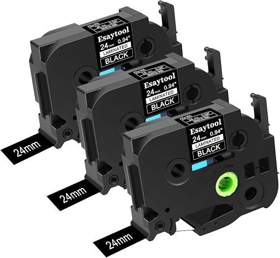 3 Pack Compatible with P-Touch TZe-355 AZE-355 TZ-355 White on Black 24mm 0.94'' Laminated Label Tape Replacement for Ptouch PT-D600 PT-E500 PT-H500 PT-P710BT PT-1400 PT-9200DX Label Maker