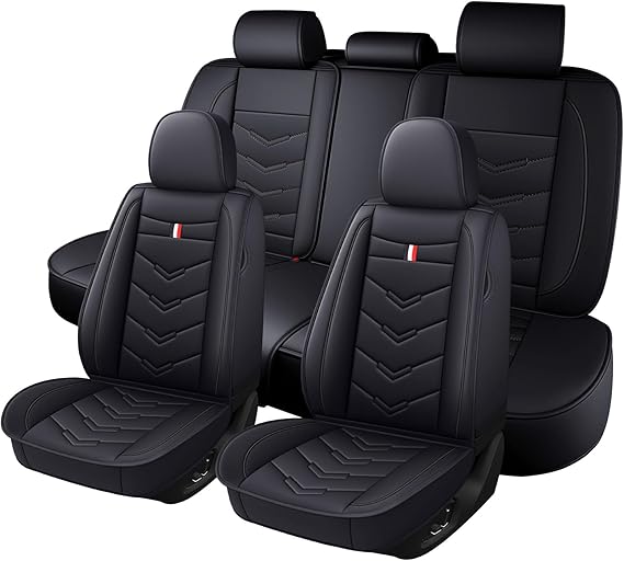 Vehicle Seat Covers,for Ford F-150 F150 2005-2025 Waterproof Leather Seat Cushion Full Set Seat Covers Protectors,Compatible with Airbag (Standard,Black)