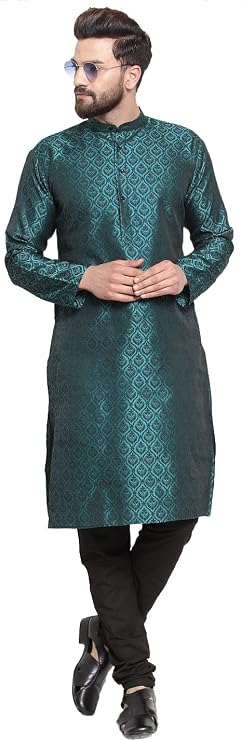 Maple Clothing Brocade Silk Men's Kurta Pajama Indian Wedding Party Wear