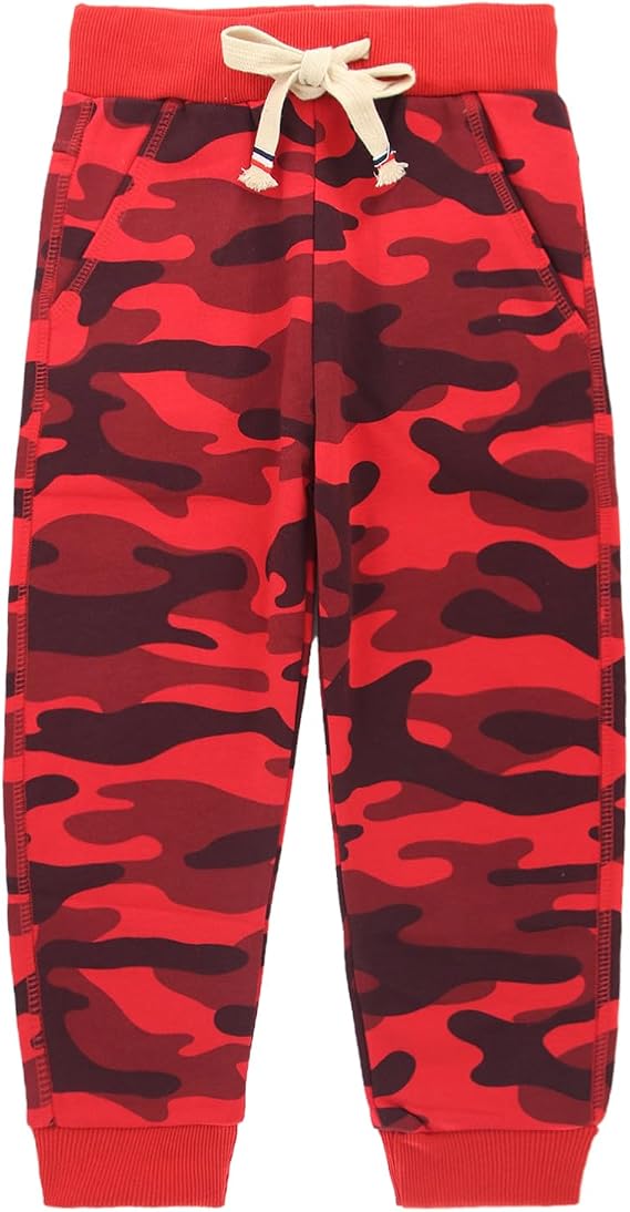 HahaNice Boys Camo Pants Drawstring Elastic Sweatpants Camouflage Active Joggers for Kids 3-12 Years
