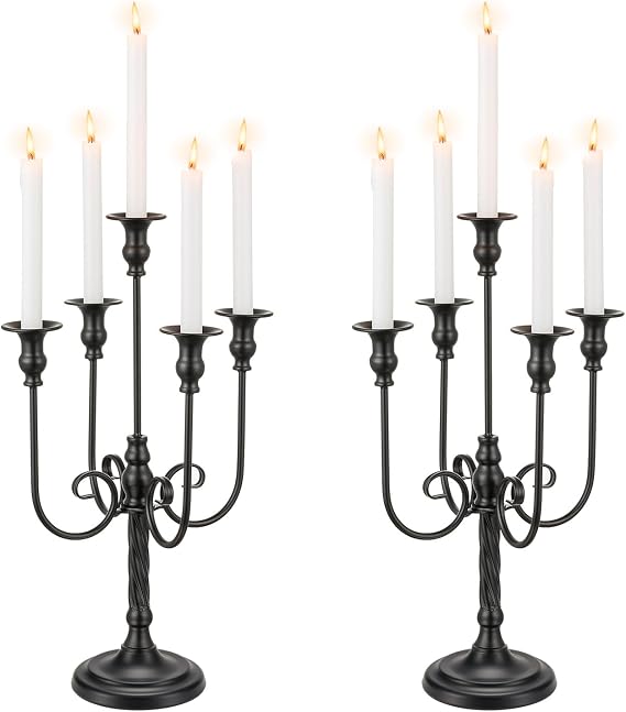 Candeldo 20 Inches Black Candelabra Halloween Decorations Set of 2