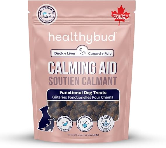 healthybud Calming Aid, Natural Duck Dog Treats & Toppers for Stress Relief - Dog Separation Anxiety, Stress Reduction, Aggression Relief - Support Calm, Immunity Health (14.1 Ounces)