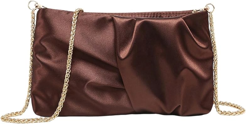 GORGLITTER Women's Evening Bag Birthday Wedding Party Prom Handbag Small Dressy Formal Purse Pleated Satin Clutch