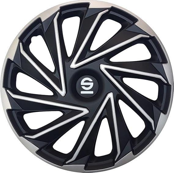 Sparco Varese SPC1580SVBK Set of 4 Wheel Trims 15 Inch Silver Black
