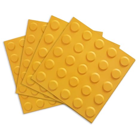 4 x Blind Brick Blind Floor Tiles, Tactile Paving Tiles, Square PVC Paving Boards Turning Alarm for Blind (Yellow Dot)