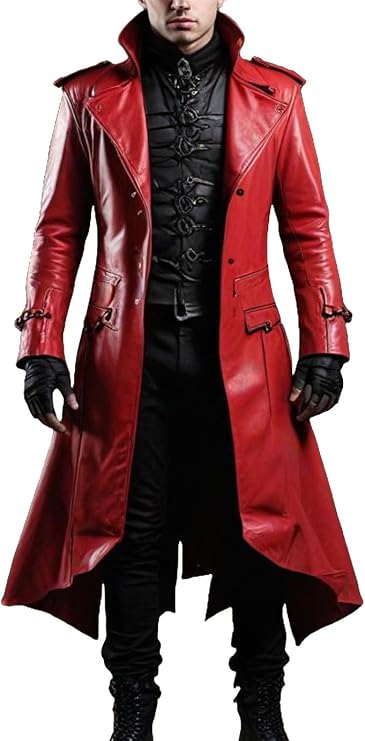 Mens Red Long Coat Outerwear