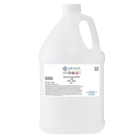 Lab Alley Ethylene Glycol Lab Grade (CP), Chemical Solvent & Laboratory Reagent for Industrial & Chemical Processing Applications, 1 Gallon