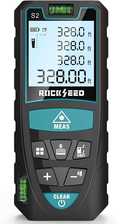 Laser Measure,RockSeed Digital Laser Distance Meter with 2 Bubble Levels,Portable M/in/Ft Unit Switching Backlit LCD and Measuring Distance/Area/Volume/Pythagorean
