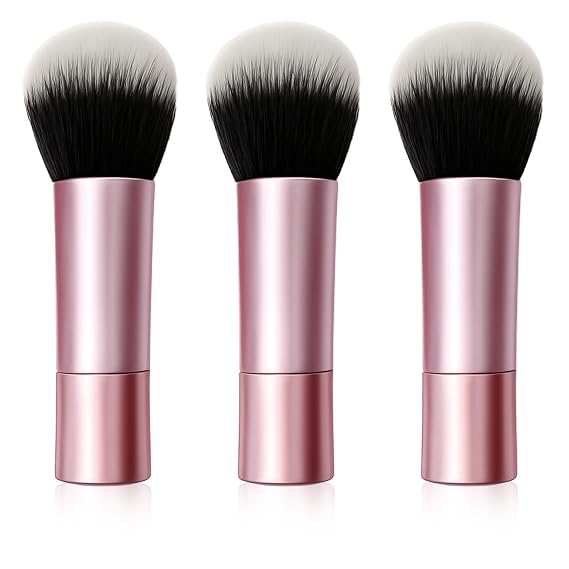 Mini Multitask Face Brush Set (3 Pack) Travel Makeup Brushes for Blush, Bronzer & Setting Powder, Vegan, Cruelty-Free Synthetic Bristles