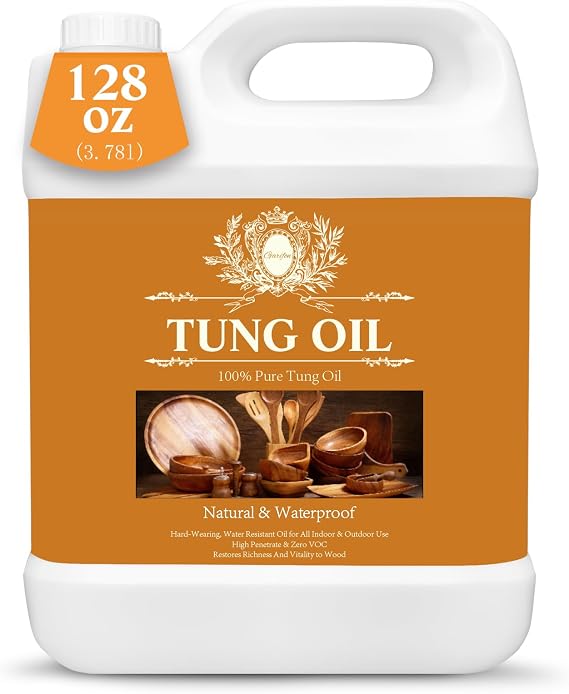 128 OZ Pure Tung Oil for Wood Outdoor/Indoor, Food Grade Sealer