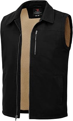 TBMPOY Mens Winter Vest Casual Sherpa Fleece lined Full Zip Lightweight Vest Outerwear Warm Cotton Travel Jackets