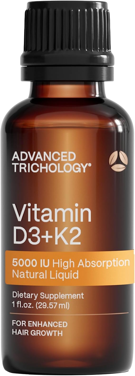 Advanced Trichology Vegetarian Liquid Vitamin D3  K2 5000 IU High Absorption 1000 IU per Drop 6 Month Supply Gluten Free 365 Vitamin D3  K2 1 Fluid Ounce Pack of 1