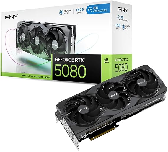 PNY GeForce RTX™ 5080 16GB OC Triple Fan Graphics Card DLSS 4