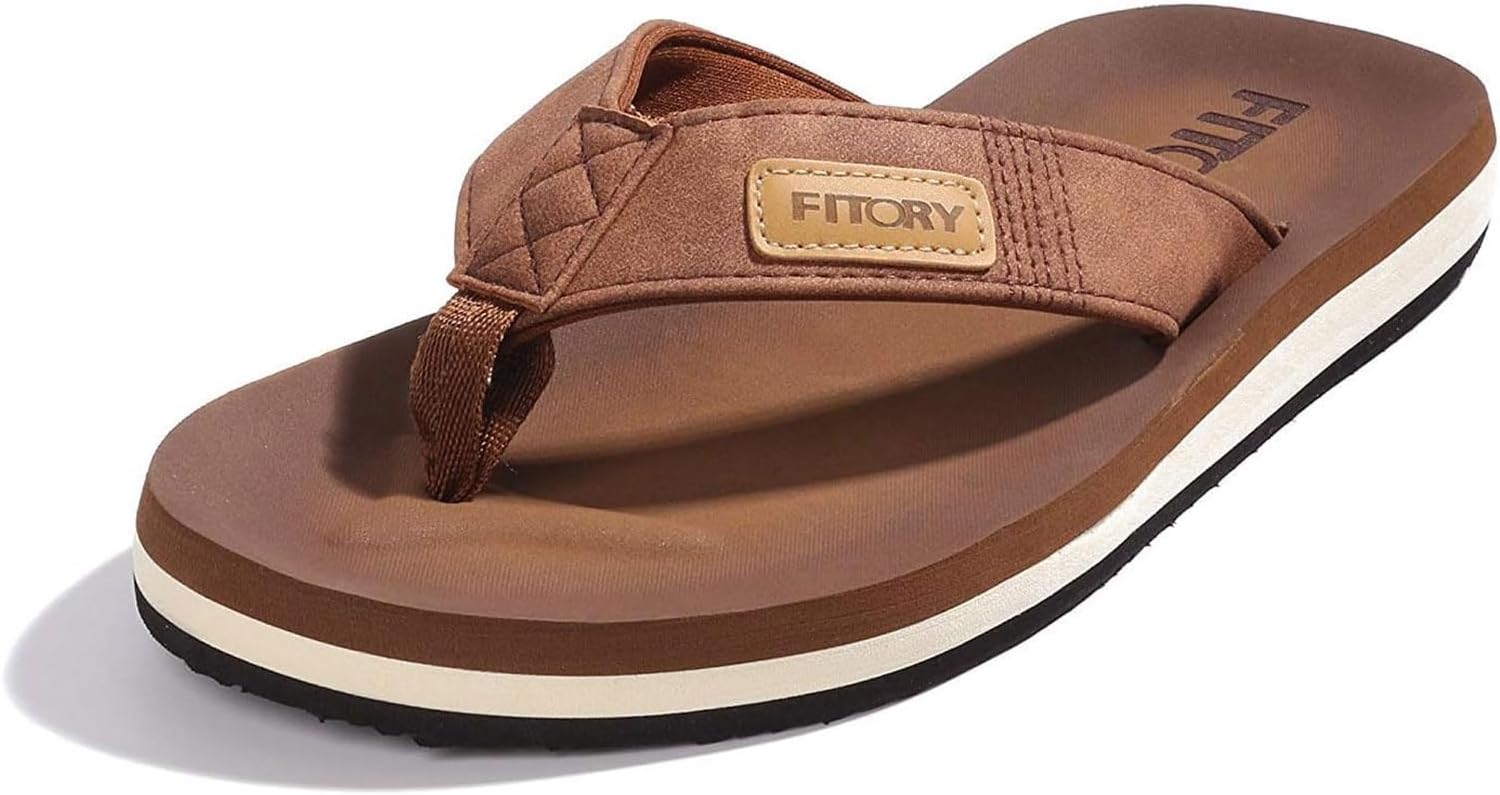 fitory mens flip flops toe separator surfing sports sandals beach  pool shoes light tan eu sizes 40 – 47