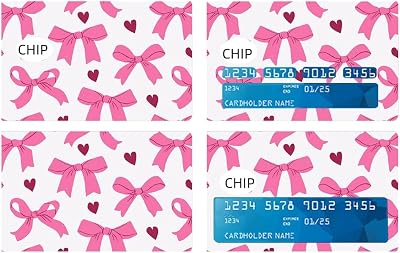 Baby Pink Bow Card Skin Sticker Compatible for Debit Card, Credit Card, Transportation Card, Key Card, Vinyl Matte Decal Pink Bow