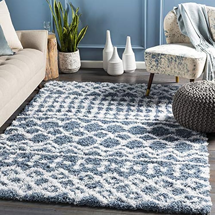 Livabliss Hapsburg Moroccan Shag Area Rug, 53 x 73, Denim
