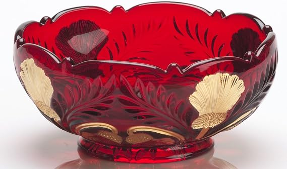 Bowl - Inverted Thistle - American Made - Mosser Glass USA (Red Handpainted)