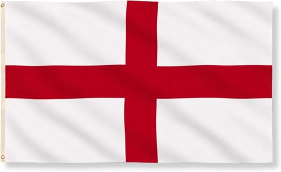 England St George’s Cross Flag 8ft x 5ft with Brass Eyelets – Large Polyester English Flag Banner for FIFA World Cup Football, Rugby Supporters and Indoor Outdoor Home & Garden Display