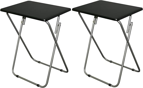 eHemco Folding TV Tray Tables, for Small Space, Black, Set of 2