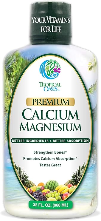 Premium Liquid Calcium Magnesium Citrate - Natural formula w/ support for strong bones - Liquid Vitamin Supplement w/ Calcium, Magnesium, Boron & Vitamin D3 Up to 98% Absorption Rate- 32oz, 64 Serv