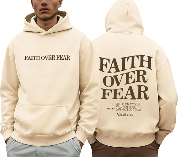 PANOZON Faith Over Fear Hoodie Christian Faith Religious God Tops Man Woman Pullover Y2K Sweatshirt Longsleeve Casual Tops