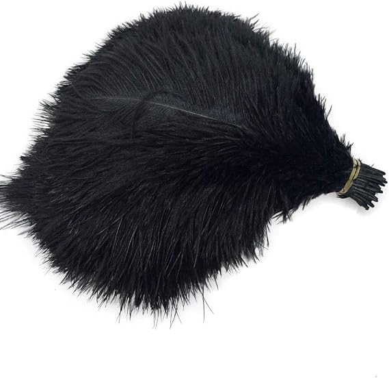 Sowder 50pcs Natural 8-10inch(20-25cm) Ostrich Feathers Home Wedding Decoration(Black)
