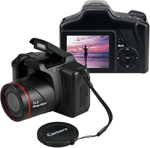 Acuvar 16MP Digital Camera Mini SLR Style Compact Camera with 2.4 LCD, 16X Zoom, CMOS Sensor Point and Shoot Vlogging Camera for Photography, YouTube, Kids, Beginners & Travel Video Recording