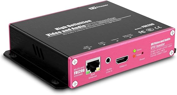 FBE200 Encoder H.264 / H.265 HEVC IPTV Encoder, HD Video Encoder, Support HLS M3U8 ffmpeg VLC, HTTP RTSP RTMP UDP ONVIF for YouTube, Facebook, Wowza Live Streaming, LAN Connection