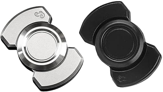 2 Pcs Fidget Spinner Adult,Anxiety Relief 3-in-1 Fidget Slider,Press and Slide Rotation Metal Fidget Spinner,Focus Improvement Ultimate Stress,for Study Sessions,Travel,Office Desk (Silver,Black)