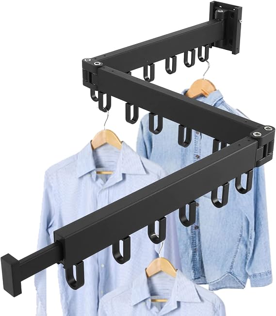 Ghopy Wall Mounted Clothes Hanger Retractable Foldable Laundry Drying Rack Indoor Outdoor Space Saving Dryer for Home Balcony Mudroom Bedroom
