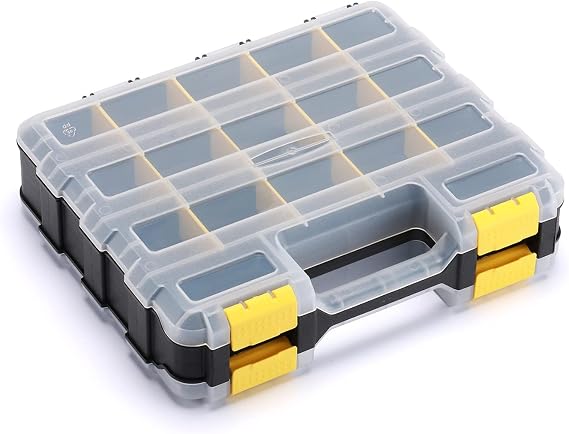 AIRTOON Double Side Tool Organizer with Impact Resistant Polymer, Hardware Box Storage, Excellent for Screws,Nuts,Small Parts, 34-Compartment