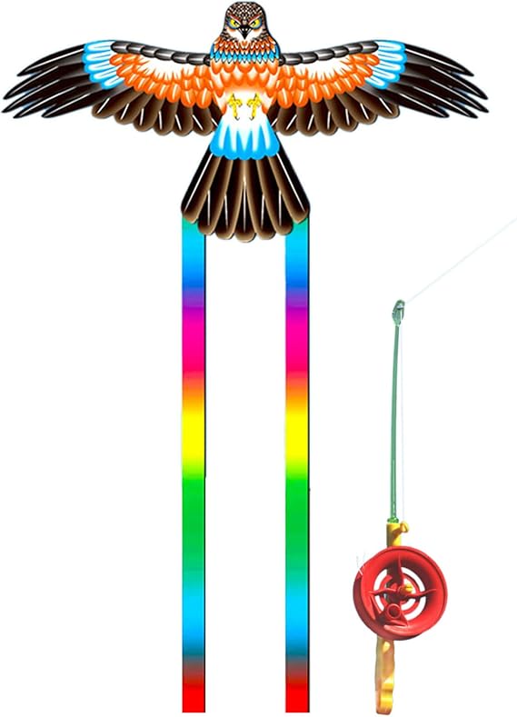 Dynamic Flapping Wing Kite with Fishing Rod – Easy Flying Toy for Kids & Adults, Long Tail Outdoor Beach Activity for Beginners