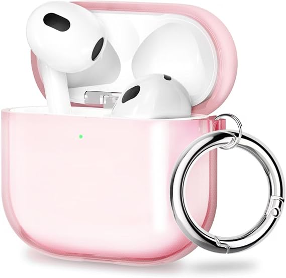 ULAK Compatible with AirPods 4 Case, Transparent Soft TPU Protective Case Cover for AirPods 4th Generation 2024 with Ring Keychain Accessories for Women Girls [Front Led Visible], Pink